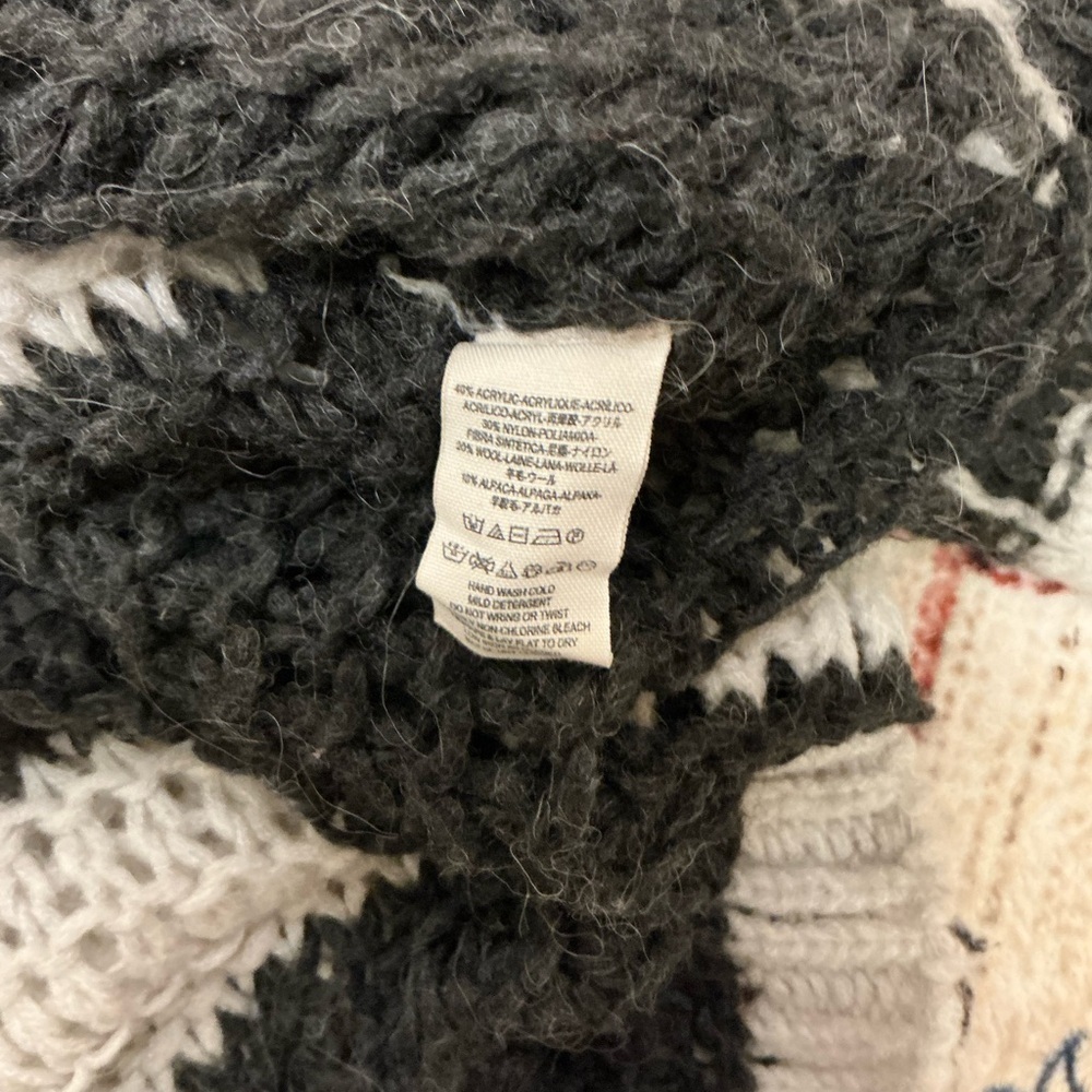 Free People Off-the-Shoulder Black and Grey Over-sized Sweater, Sz M - Picture 5 of 5